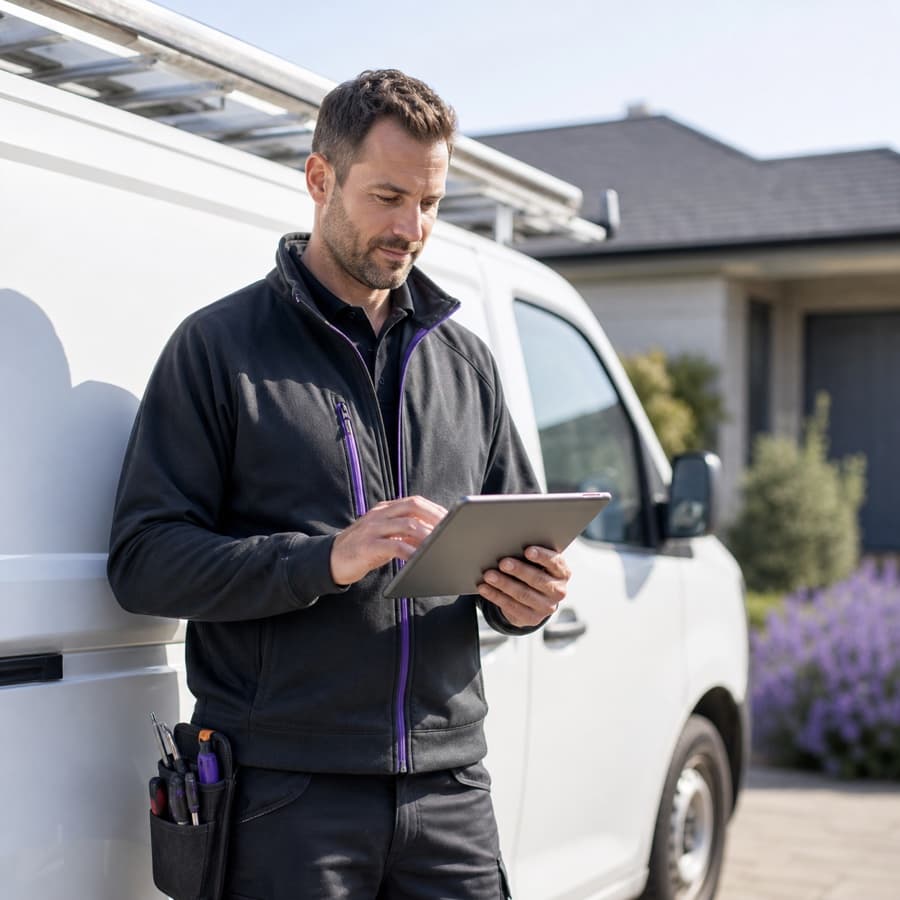 A service business owner at work in a customer's home