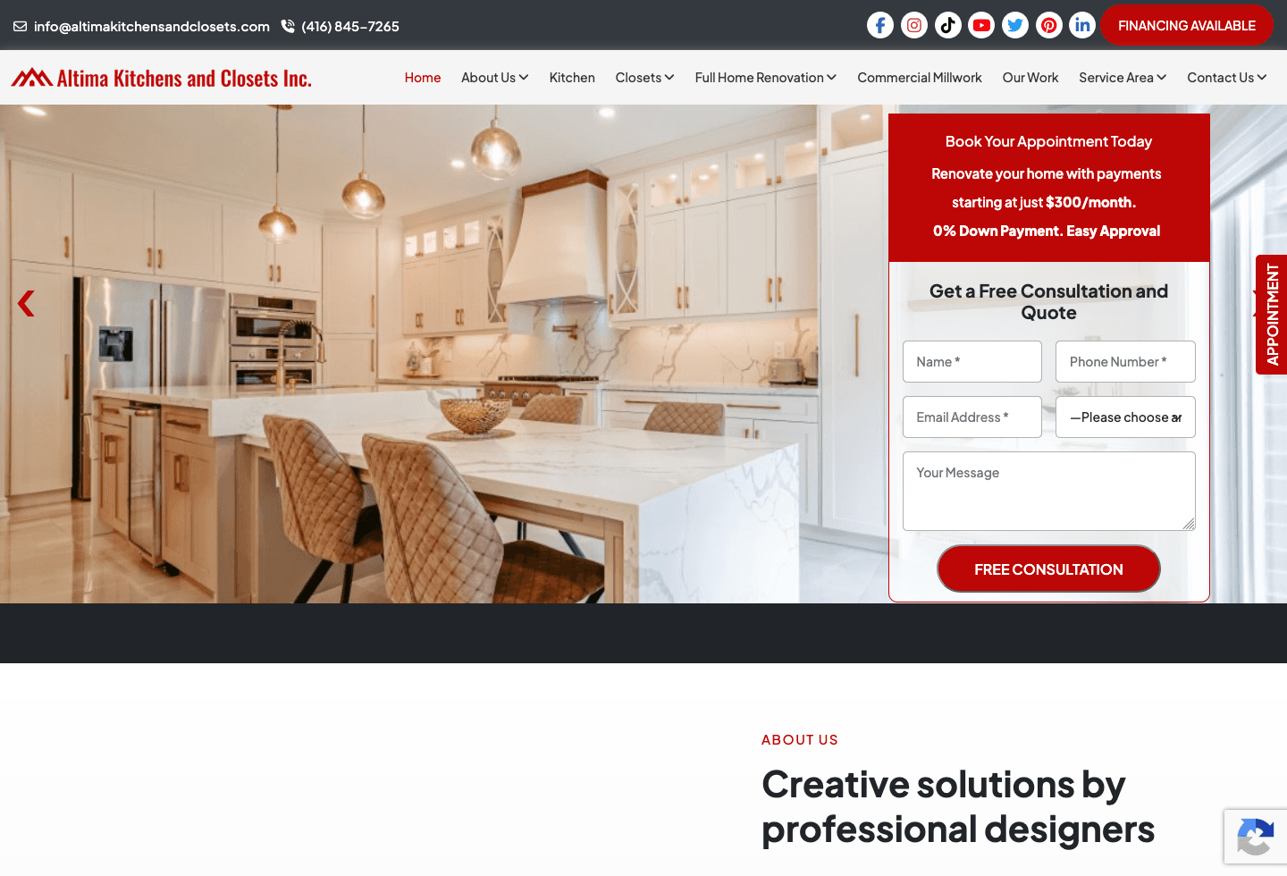 Altima Kitchens and Closets’s website
